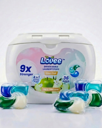 4-in-1 Laundry Pods – Powerful Stain Removal, Long-Lasting Freshness & Fabric Care (Pack of 36)