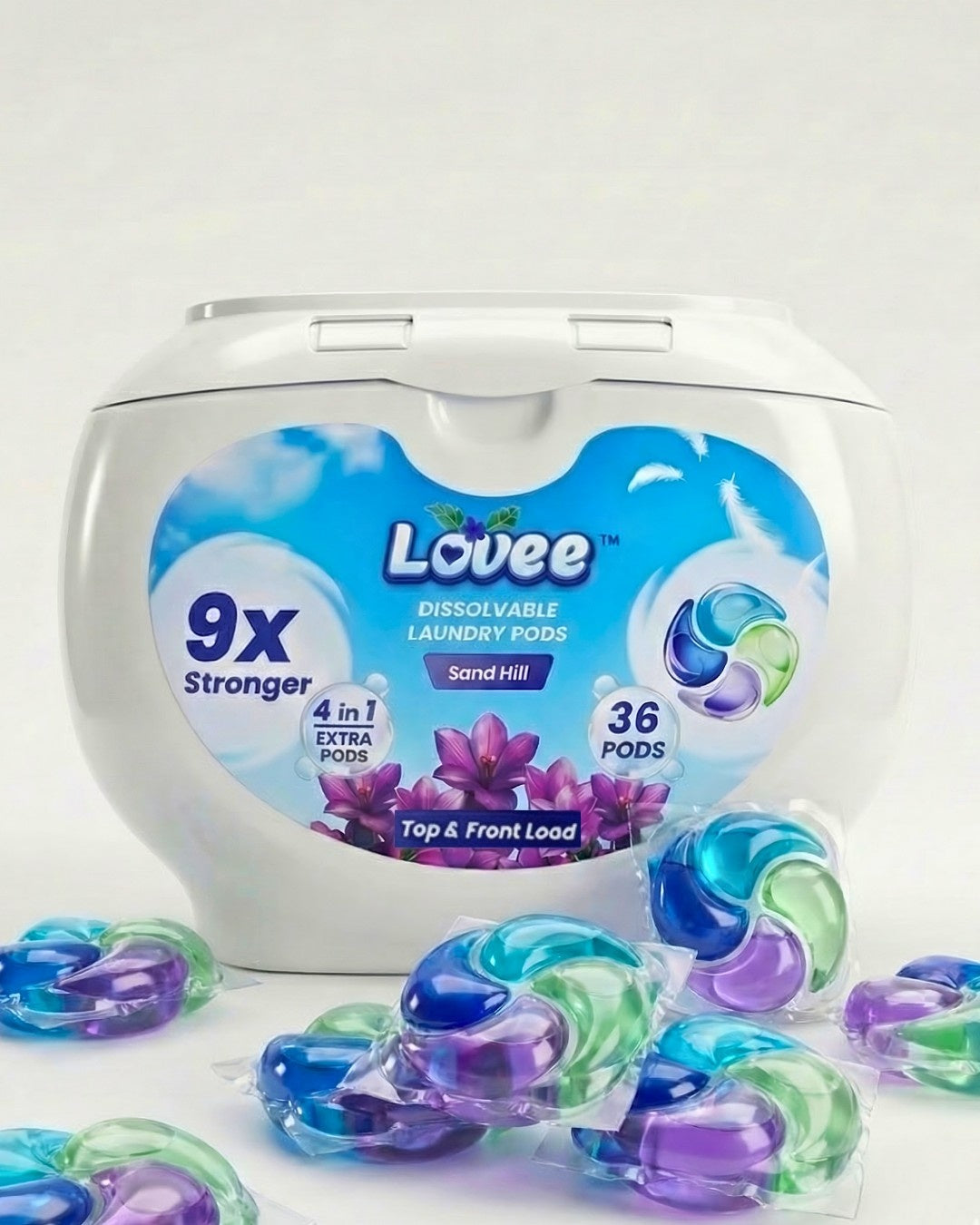 4-in-1 Laundry Pods – Powerful Stain Removal, Long-Lasting Freshness & Fabric Care (Pack of 36)