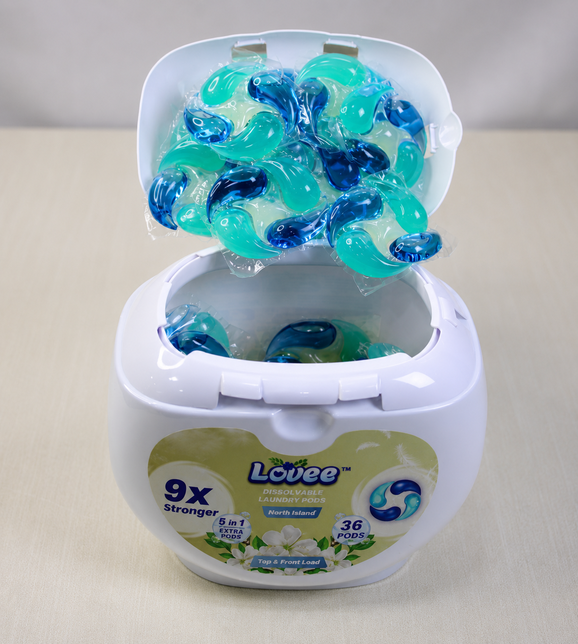 5-in-1 Laundry Pods – Powerful Stain Removal, Long-Lasting Freshness & Fabric Care (Pack of 36)
