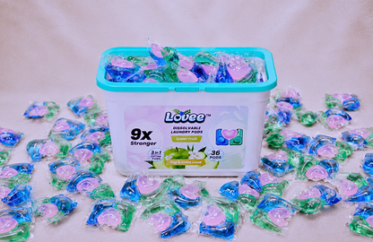 3-in-1 Laundry Pods – Powerful Stain Removal, Long-Lasting Freshness & Fabric Care (Pack of 36)