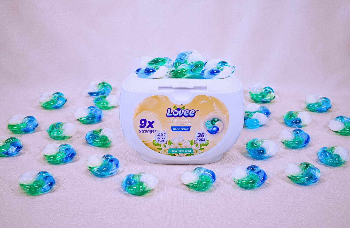 4-in-1 Laundry Pods – Powerful Stain Removal, Long-Lasting Freshness & Fabric Care (Pack of 36)