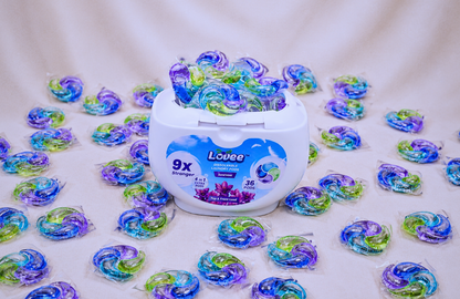 4-in-1 Laundry Pods – Powerful Stain Removal, Long-Lasting Freshness & Fabric Care (Pack of 36)